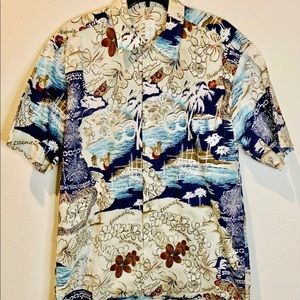 BURMA BIBAS Short Sleeve Shirt 60 Singles Lawn MEDIUM 100% Cotton Hawaiian